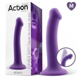 Action Bouncy Liquid Silicone Dildo Hiper Flexible 7" 18 cm Size M Purple
