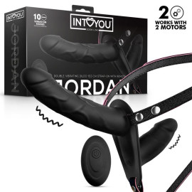 InToYou Jordan Double Vibrating Dildo Strap-on with Remote Black