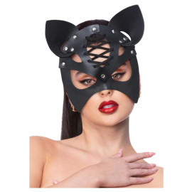 Fever Mock Leather Cat Mask Black