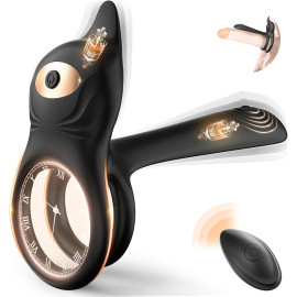 Paloqueth Dual Motor 3in1 Penis Enhancer & Vibrating Ring with Remote Control Black