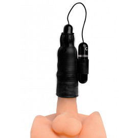 Trinity Vibes Lightning Stroke Silicone Stroker with Vibrating Bullet Black