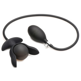 Master Series Dark Pearl Inflatable Vibrating Butt Plug Black
