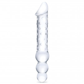 Glas Double Ended Glass Dildo with Anal Beads