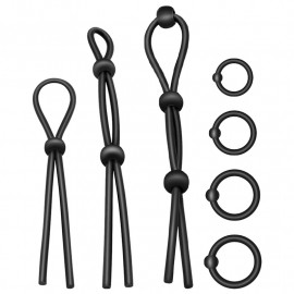 Addicted Toys Flexible Silicone Cock Ring Set 7 Pieces Black