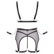 Cottelli Net Matte Look Triangle Bra, Suspender Belt & Crotchless String Set 2215632 Black