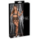 Cottelli Net Matte Look Triangle Bra, Suspender Belt & Crotchless String Set 2215632 Black