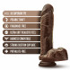 Blush Dr. Skin Plus 9 Inch Thick Posable Dildo with Balls Chocolate