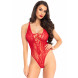 Leg Avenue Floral Lace Thong Teddy 89248 Red