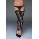 Noir Handmade F145 Lace and Powerwetlook Stockings with Ribbon Lacing