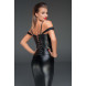 Noir Handmade F159 Corset with Lace and Powerwetlook with Detachable Straps