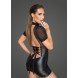 Noir Handmade F204 Minidress with Tulle Top, Bouffant Sleeves and Corset Element