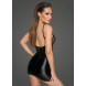 Noir Handmade F205 Powerwetlook Minidress with Tulle Inserts and Corset Cuts