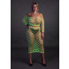 Ouch! Glow in the Dark Long Sleeve Crop Top and Long Skirt Neon Green