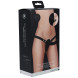 Ouch! Dual Vibrating Rechargeable 10 Speed Silicone Ribbed Strap-On Adjustable Black